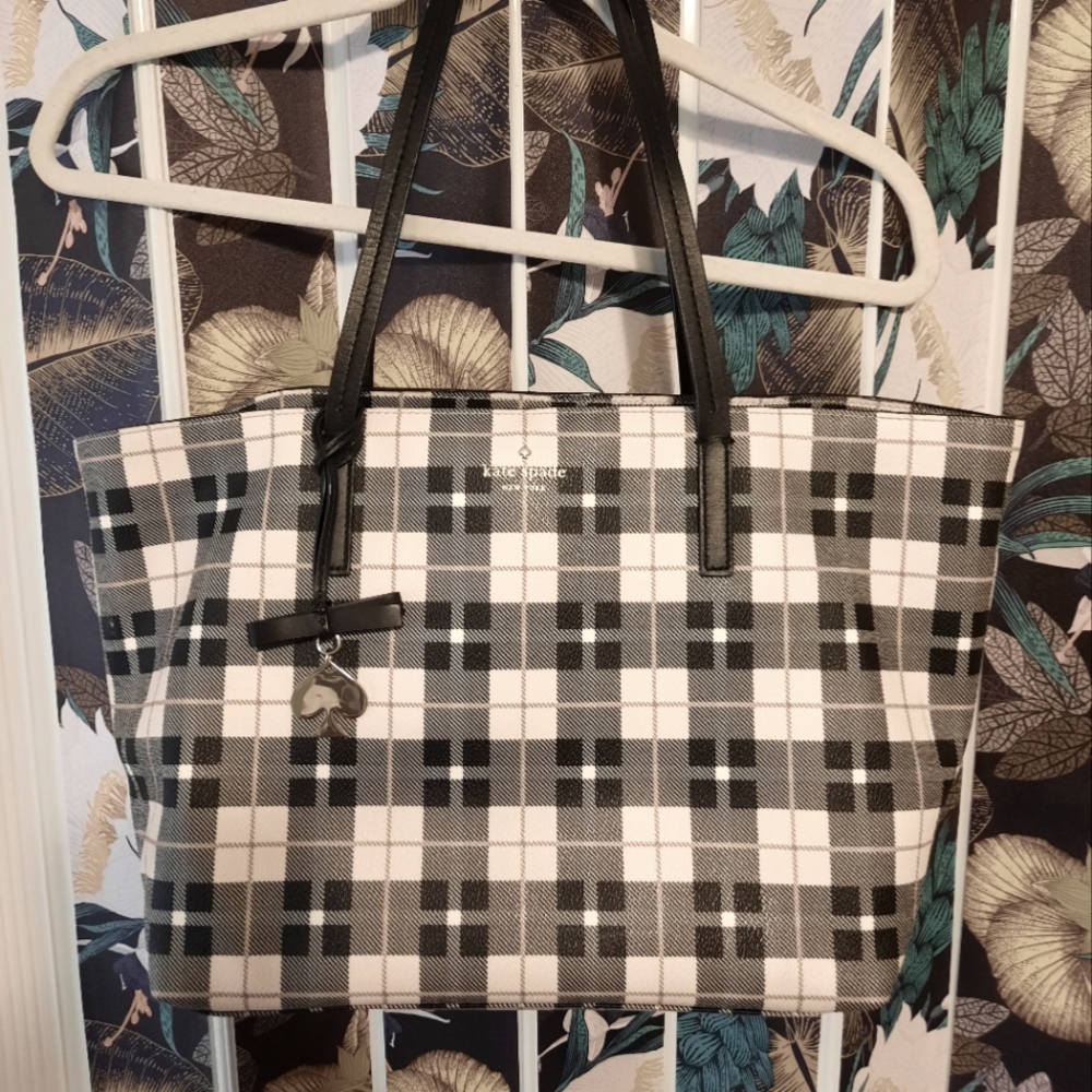 Kate Spade Hawthorne Lane printed plaid tote bag
